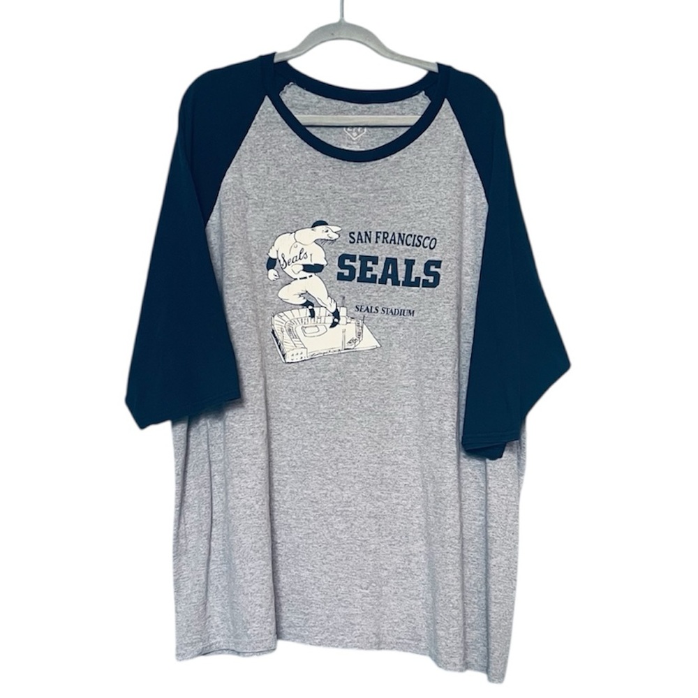San Francisco Seals Raglan T-Shirt EFF Ebbets Field Flannels Brand  Size 3X - 5X